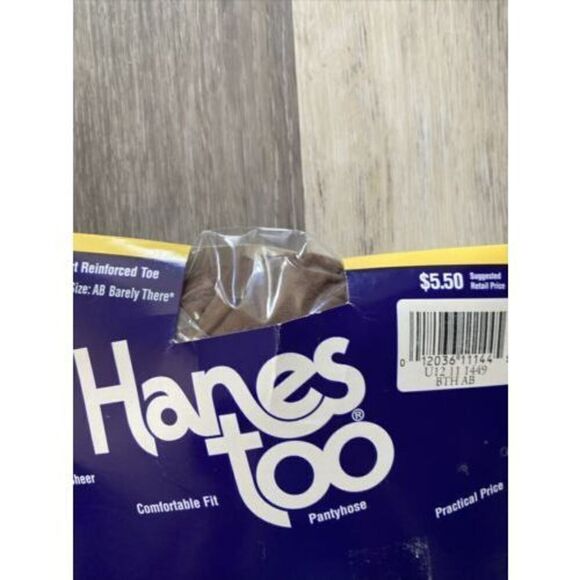 VTG Hanes Too Pantyhose Barely There Size AB 156 Light Support Reinforced Toe - Picture 2 of 6